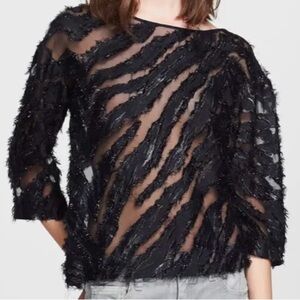 IRO Black Burnout blouse